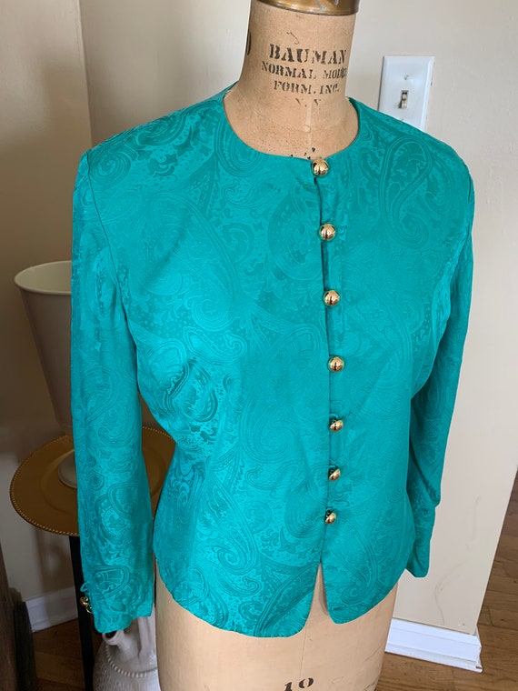 1980’s Green Silk Blouse