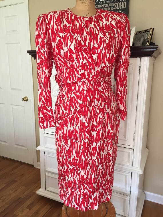1980s Deadstock Red Silk Dress
