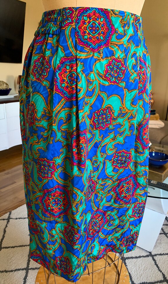 1990’s Green & Blue Print Two Piece - image 5