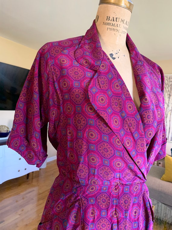 1980’s Purple Print Day Dress