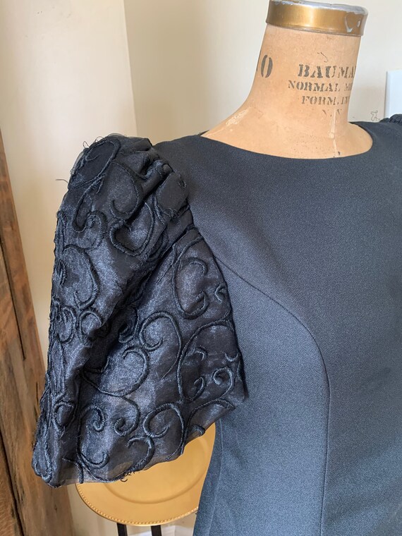 1980’s Black Balloon Sleeve Midi Dress