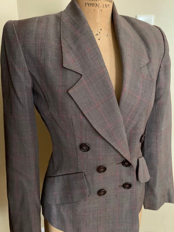 1950’s Brown Wool Plaid Double Breasted Blazer - image 1