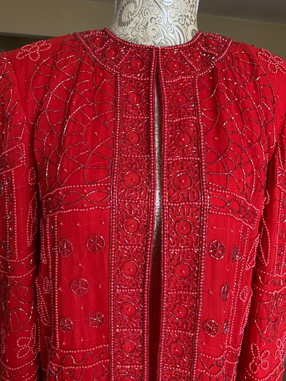 1970’s Red Beaded Blazer - image 3