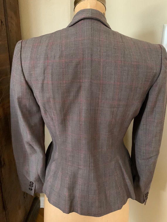 1950’s Brown Wool Plaid Double Breasted Blazer - image 9