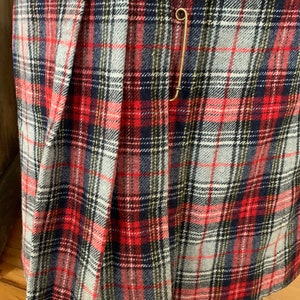 1970s Red Plaid Wool Pleated Skirt image 4