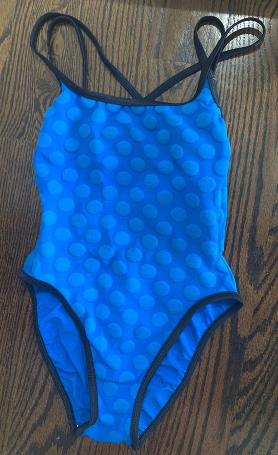 1990’s Blue Polka Dot High Cut Swimsuit
