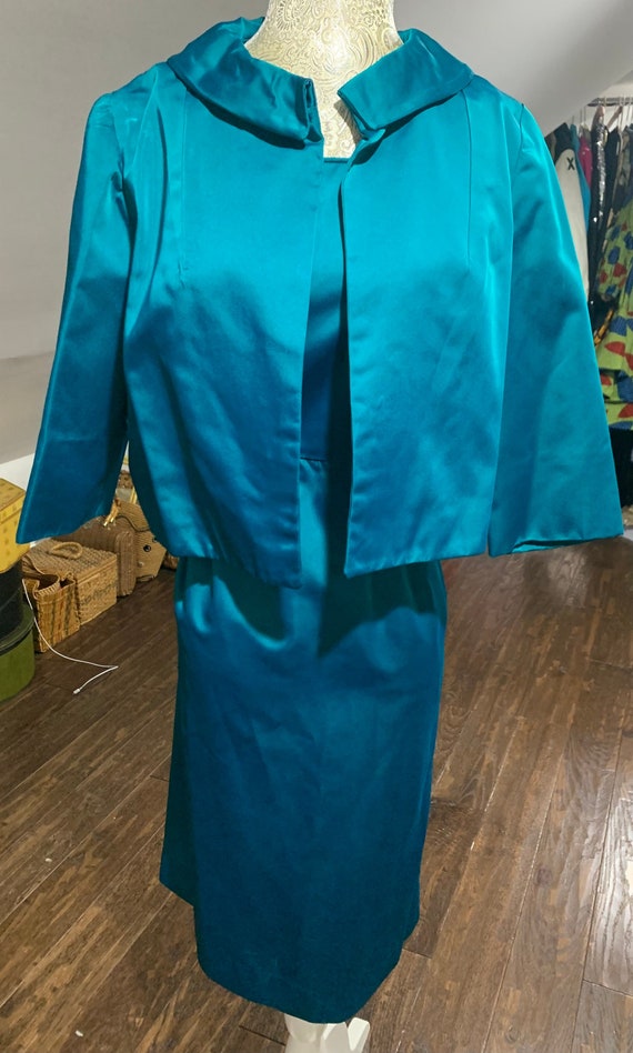 1960’s Custom Made Two Piece Green Dress & Jacket 