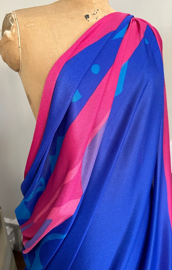 1970’s Blue & Pink Oversized Scarf - image 4