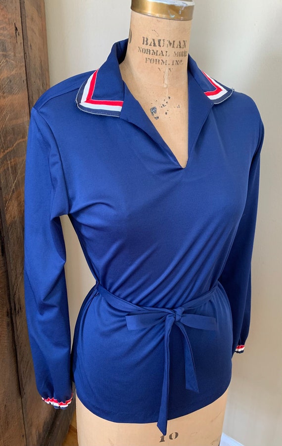 1970’s Blue Polyester Belted Tunic