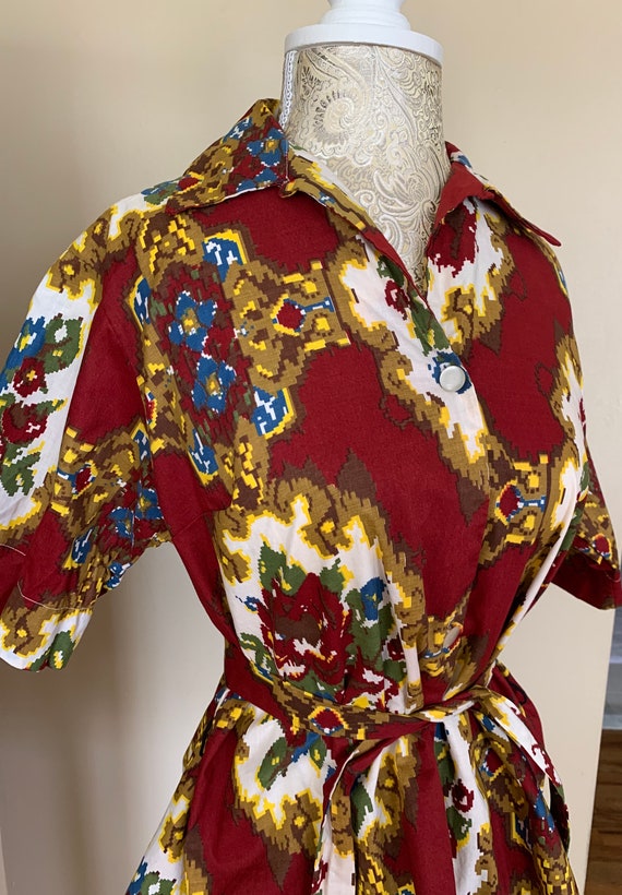 1960’s Burgundy Paisley Tunic - image 1