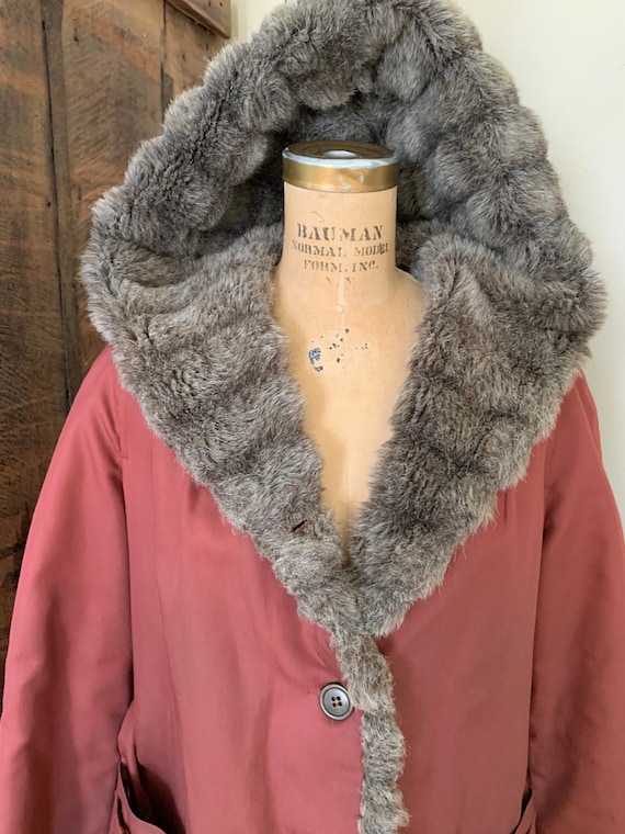 1970’s Burgundy Jacket w Shag Hood