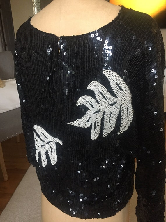 1970s Beaded Feather Blouse