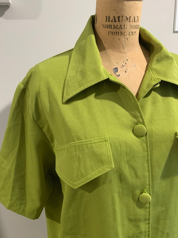 1970’s Olive Green Polyesters Button Up