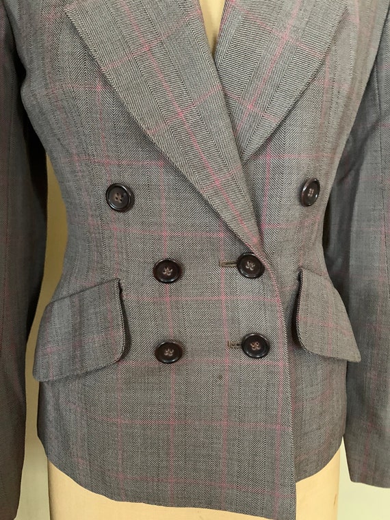 1950’s Brown Wool Plaid Double Breasted Blazer - image 3