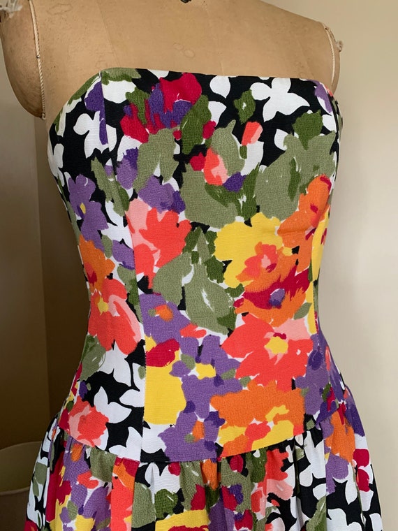 1980’s Victor Costa Floral Strapless Gown