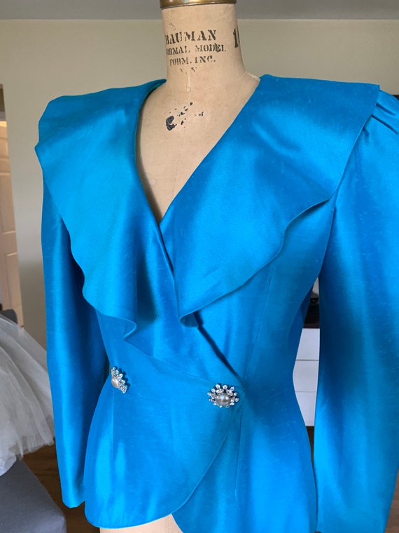 1990’s Teal Blazer w Diamond Burtons