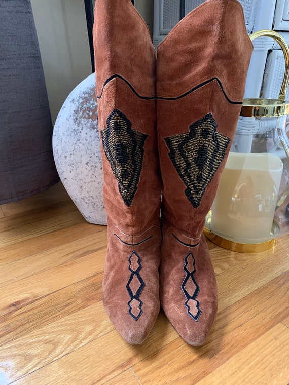 1980’s Beaded Fringe Leather Boots