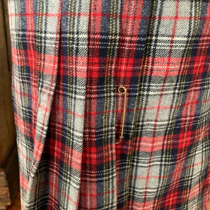 1970s Red Plaid Wool Pleated Skirt image 3