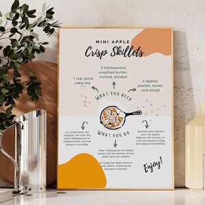 Mini Apple Crisp Skillets Recipe, Digital download home decor poster