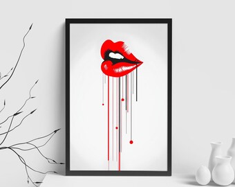 Sensual Strokes: Minimalist Red Lips Art