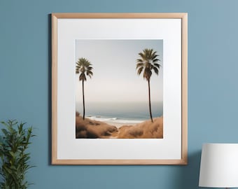 Whispering Palms. Delicate and captivating, this artwork blends boho and minimalist styles, reminiscent of whispering palms by the shore.