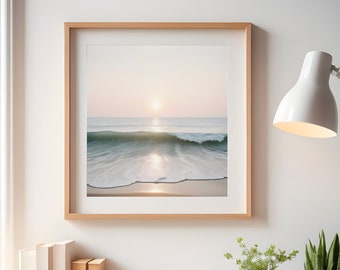 Seaside Zen. A mesmerizing blend of boho and minimalist aesthetics, depicting calm beach in an artistic arrangement.