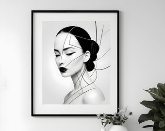 Ethereal Elegance: Abstract Stylized Woman Art Poster