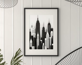 Monochrome Majesty: New York's Stylized Skyline