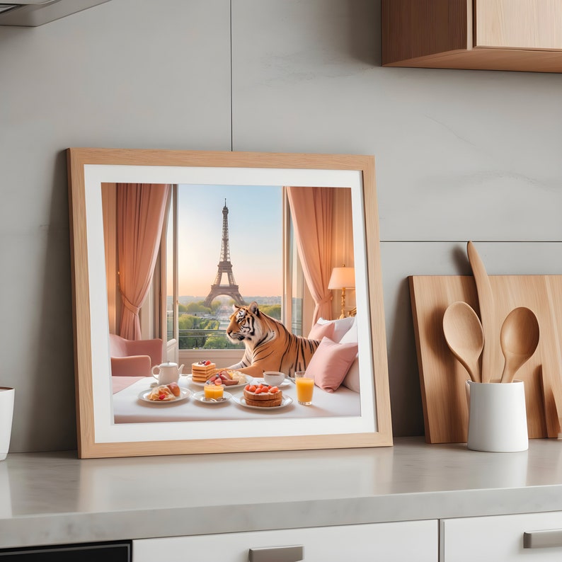 Eiffel Tower Majesty: A Luxurious Room's Perspective with Tiger and Breakfast with a View image 8