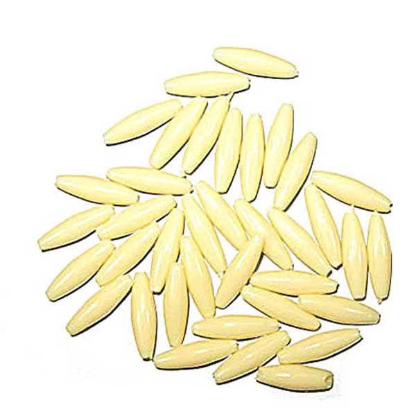 Perles spaghetti 19 x 6 mm ivoire opaque, paquet de 100