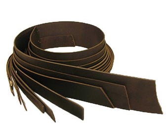 Buffalo Leather Strips 8/9 ounce (3/8" to 4") - Brown