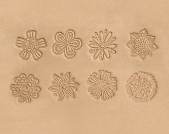 Set di timbri per lavorazione della pelle con motivo floreale da 9 pezzi