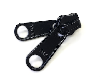 YKK #10C Nylon Coil Zipper Double Slider Zipper Pull Black - 5 Pack