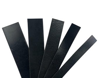 Black Full Grain Buffalo Leather Strips 8/9 ounce (3/8" to 4")