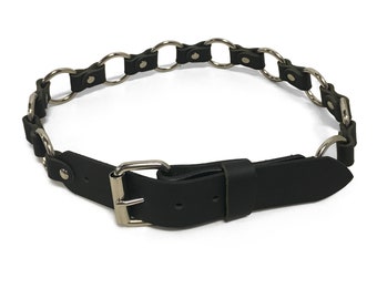 Cinturón con junta tórica hecho a mano de 1-1/2" Cuero de búfalo negro