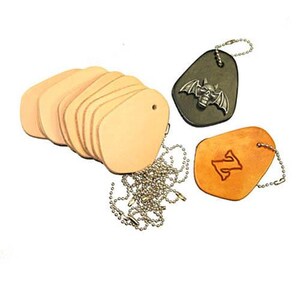 Kits de llaveros (paquete de 10): cuero curtido vegetal preperforado con cadena de cuentas