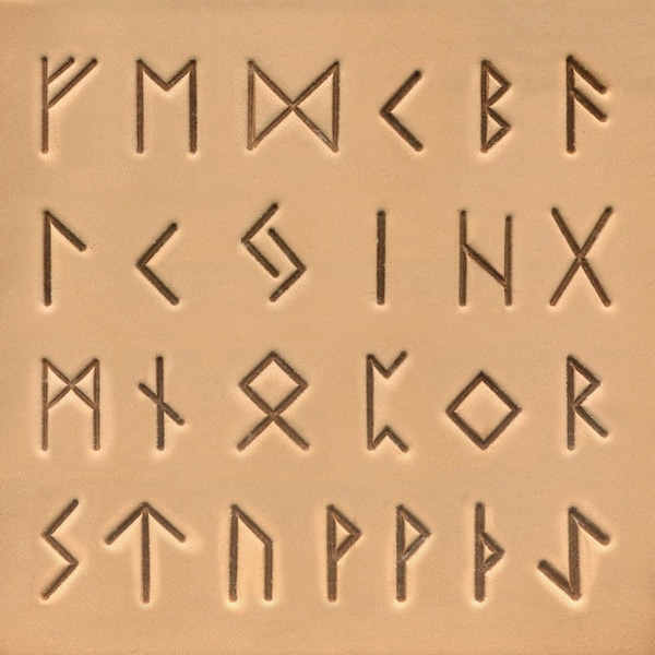 Runen Alphabet Leder Stempel Set, 19mm