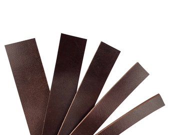 Mahogany Full Grain Buffalo Leather Strips 8/9 ounce (3/8" to 4")