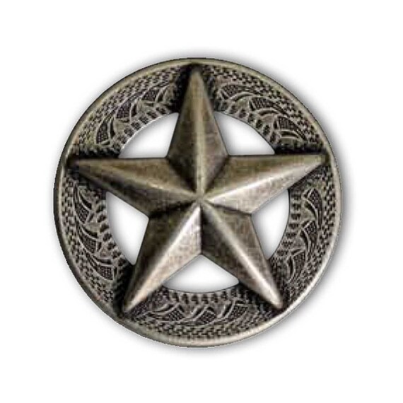 Silverplate 1-1//4/" The State of Texas Concho Double Rivet Back