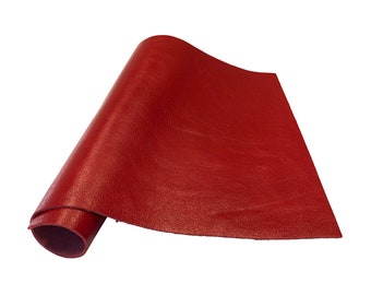Pre-Cut Red Cowhide Leather Project Piece 12" x 24" 3oz 1.2mm