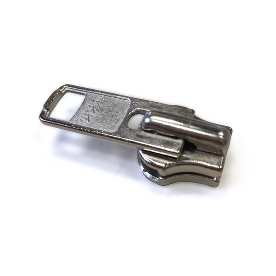 YKK #10 Metal Short Tab Slider Zipper Pull Hardware Nickel - 5 Pack