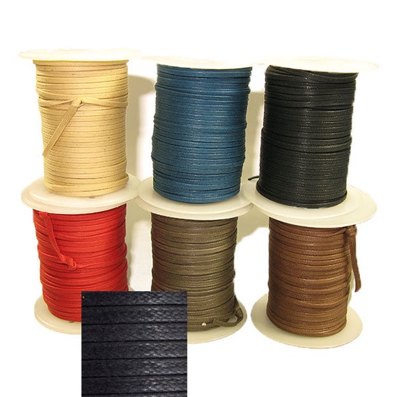 3mm Flat Cotton Waxed Cord 50m 5 Colors 