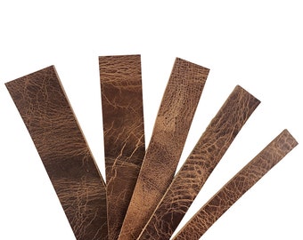 Distressed Full Grain Buffalo Leather Strips 8/9 ounce (3/8" to 4")