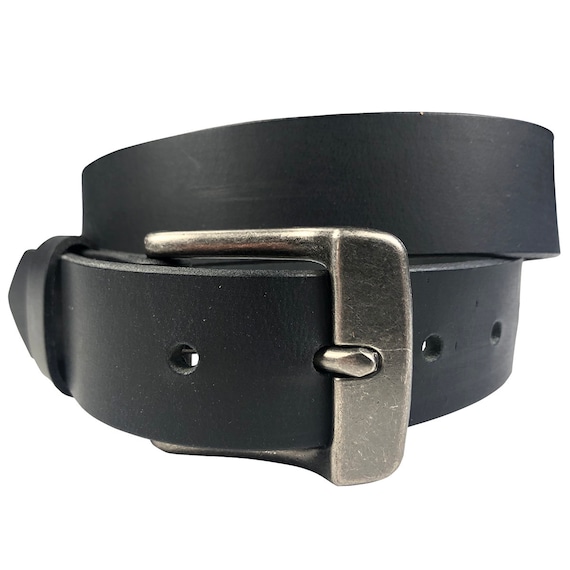 1.25(32mm) Men's Black Full Grain Leather Belt Handmade in Canada