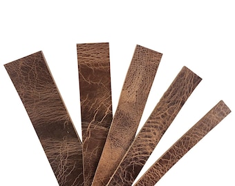 Distressed Full Grain Buffalo Leather Strips 8/9 ounce (3/8" to 4")