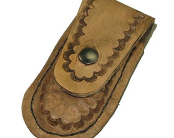 Small Folding Knife Pouch Kit Vegtan Tooling Leather