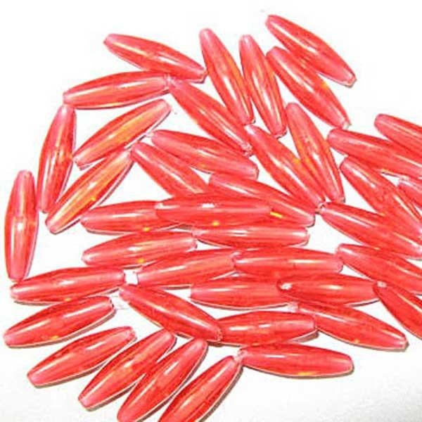 Perle spaghetti 19 x 6 mm transparente framboise paquet de 100