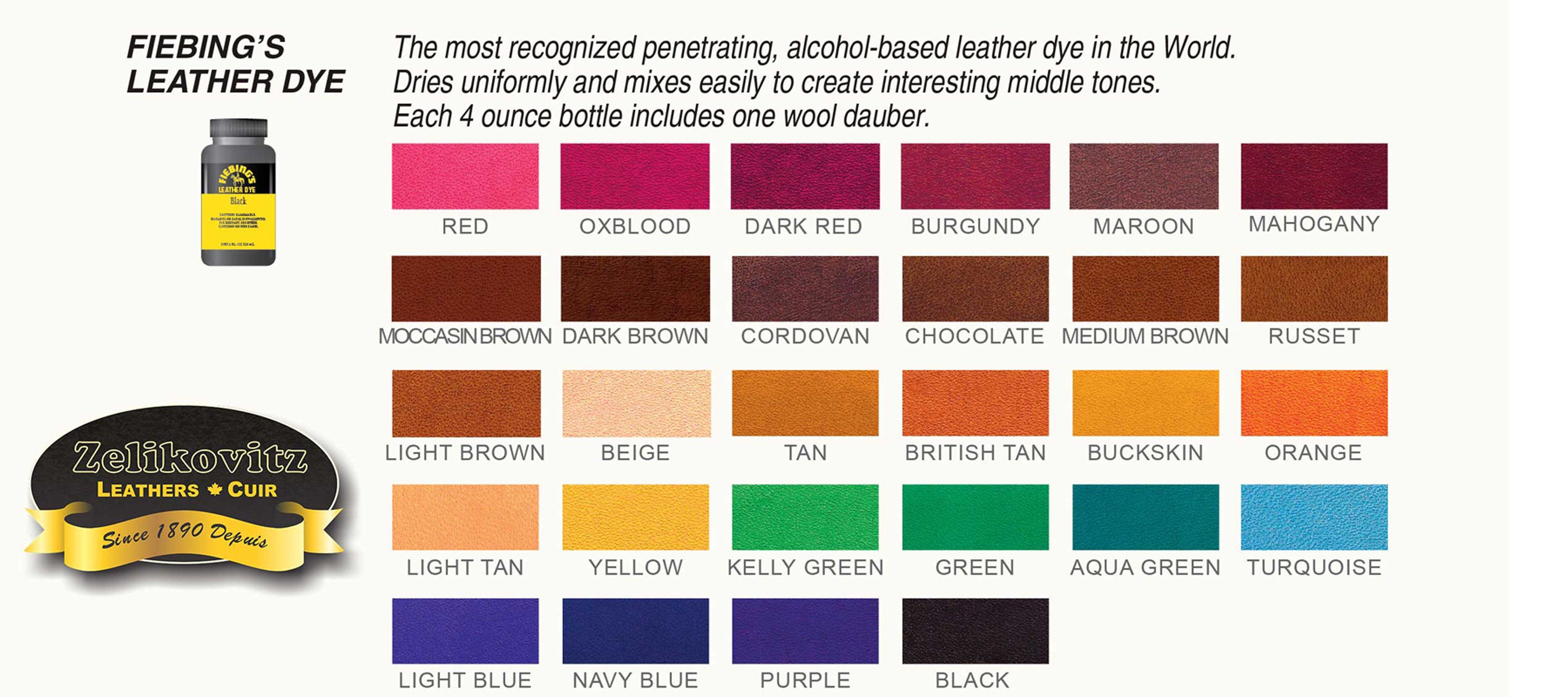 Fiebing's Leather Dye 28 Colors Fiebings Fiebing 
