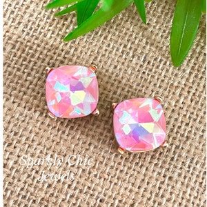 Light Pink stud earrings, Crystal stud earrings, pink earrings, stud earrings, sparkly earrings, gift for her