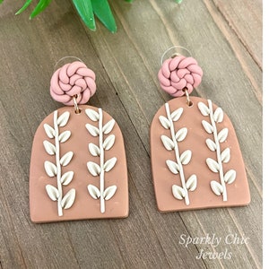 Leaf Dangle Earrings, polymer clay earrings, leaf earrings, clay earrings, fall earrings, earrings for her, gift